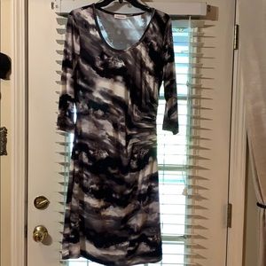 Calvin Klein Cloud Print Ruched Sheath Dress